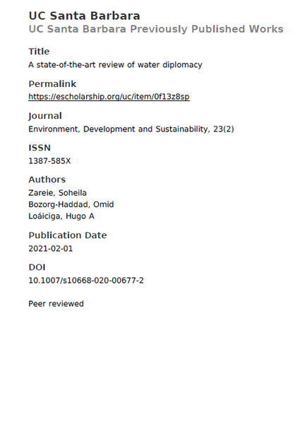A state‑of‑the‑art review of water diplomacy