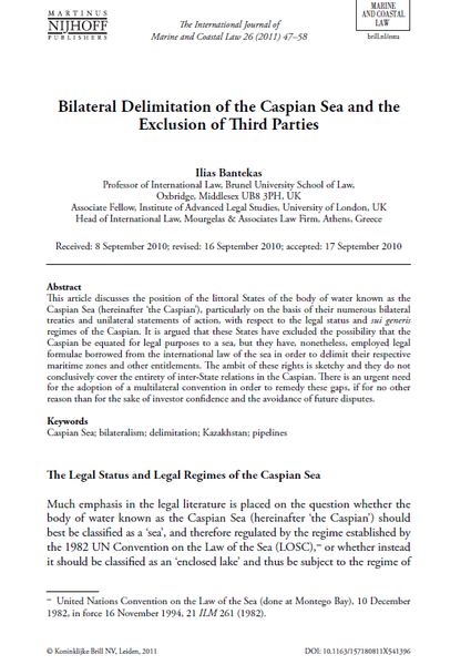 Bilateral Delimitation of the Caspian Sea and the Exclusion of Third Parties