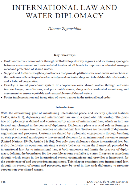 International law and water diplomacy