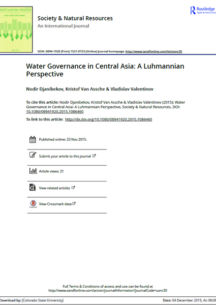 Water Governance in Central Asia: A Luhmannian Perspective