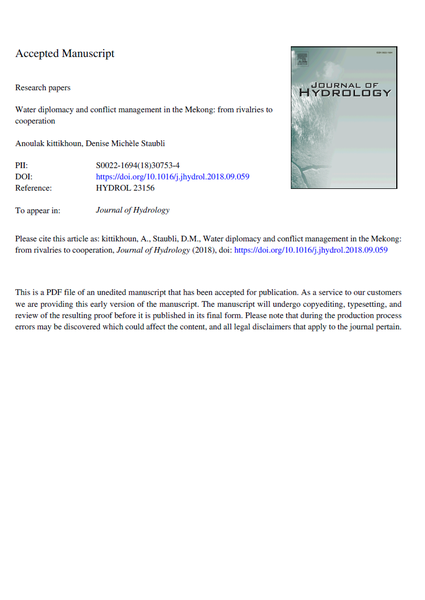 Water diplomacy and conflict management in the Mekong