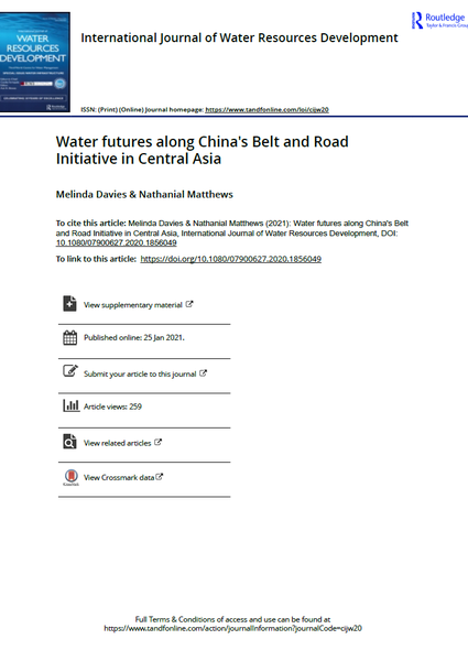 Water futures along China's Belt and Road Initiative in Central Asia